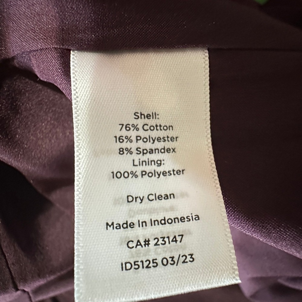 Talbots Open Front Blazer Womens Burgundy Cotton Stretch Dark Academia Autumn 6 - Picture 6 of 6